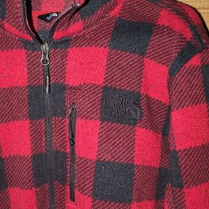 The North Face Men's Red and Black Plaid Jacket
